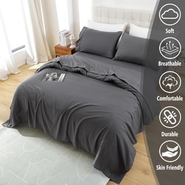 Full Sheet Set - 4 Piece Soft Breathable Bed Sheets for Full Size Bed, Extra Deep Pocket Luxury Brushed Sheets, Cooling Hotel Bedding Sheets and Pillowcases, Wrinkle Free Oeko-Tex Sheets