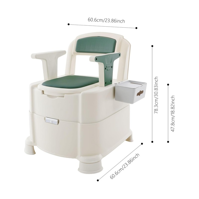 Bedside Commode, Portable Commode Chair with Armrests, Motion Sensor Night
