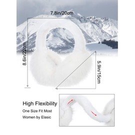 La Carrie Unisex Winter Foldable Earmuffs Plush Faux Fur Ear Muffs Outdoor Cold Weather Ear Warmers for Women and Men(White Long Fur)
