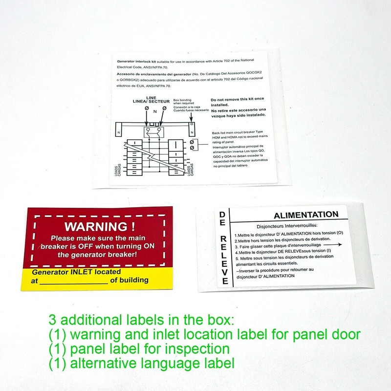Owl Safety Supply Generator interlock kit for Square D Homeline