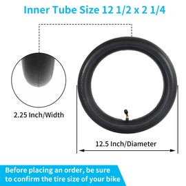 RUTU 12 1/2 x 2 1/4 Inner Tube for 12.5 X 1.75 12.5 X 1.95 12.5 X 2.125 12.5 x 2.25 Pocket Bike, Electric Scooters, Baby Stroller, Heavy Duty 12" Bike Tubes Angled Valve Stem Pack of 2