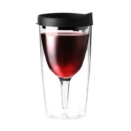 Asobu Vino2Go Double Wall Insulated Wine Tumbler, Black