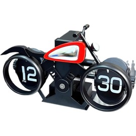 Adventurers Retro Motorcycle Flip Clock – Creative Page-Turning Alarm Clock for Living Room, Study, Office, or Café Decor