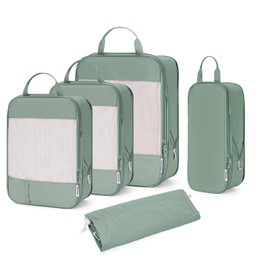 Narwey 5 Set Compression Packing Cubes for Suitcases and Backpack, Suitcase Organiser Bags Travel Packing Cubes for Carry on Hand Luggage Travel Essentials Bag for Women and Girls (Green)