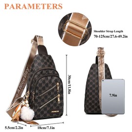 Long Keeper Sling Bag Chest Bag for Women PU Leather Sling Backpack Women's Crossbody Shoulder Bag Waterproof Travel Outdoor Shoulder Bag Small Backpack, Brown-b