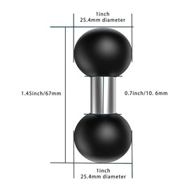 SuoLeerang Double 1" Ball Mount Base Ball Adapter Compatible with RAM Mounts B Size 1 inch Double Ball Socket Arms, Black-1