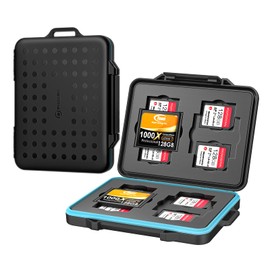 PHIXERO 12 Slots SD Card Case, SD Card Holder for 8 SD & 4 CF Cards, Micro SD Case, Memory Card Case, SD Card Storage, Waterproof Shock Resistant with Carabiner and Label