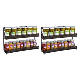 AMT SUPPLY LLC Cabinet Door Shelf Storage, Kitchen seasoning Hanging Display for Spice Jars, Sauces, Herbs, Cosmetic Beauty Bottles (2 Tier Style 7S, Brown), 2 Tier Style 7S (Brown)