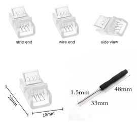 PACIOCEAN 10Pcs 8mm 4 Pin RGB LED Light Strip Connector Tool,Strip to Strip RGB Connector for 8mm Wide,Solderless Strip to Wire Connectors