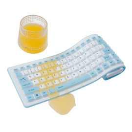 King Mills Waterproof Flexible Foldable Wireless Roll Up Keyboard Made of Silicone, Ideal as Spare Keyboard, Kids Computer Keyboard (Blue, Wireless)