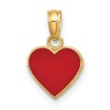 14k Yellow Gold 3D Polished Enameled Heart Charm Pendant