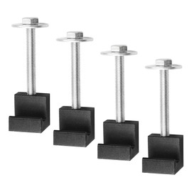 Gasedin 4 PCS Truck Tool Box Mounting Clamps, Aluminum Alloy J Hook Crossover Pickup Tool Box Tie Downs, J Shape Hook Heavy Duty Truck Bed Tool Box Mounting Kit, Car Accessories (Black)