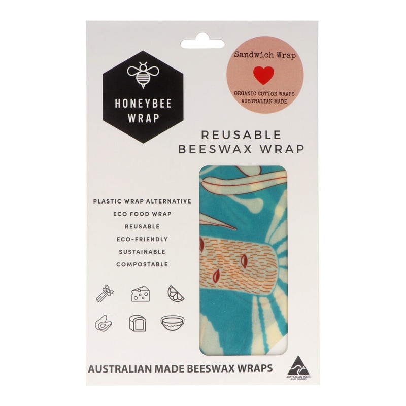 Honeybee Beeswax Sandwich Wrap (34cm x 35cm), Eucalyptus