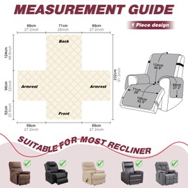 TAOCOCO 100% Waterproof Recliner Covers, Recliner Sofa Covers with Leg Straps, Reversible Recliner Couch Cover for Reclining Chair, Washable Couch Protector for Pets Kids(1 Seater 28", Wine)