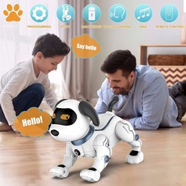 okk Remote Control Robot Dog Toy, RC Stunt Dog Robot Toy for Kids, Interactive & Smart Dancing Robot Toy Electronic Pet Toy, LED Eyes, for Christmas Birthday