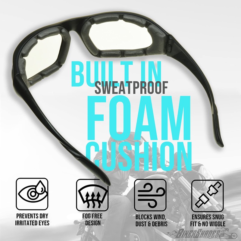 Bikershades Motorcycle Transitional Riding Glasses Womens Black Frame Rhinestones Day