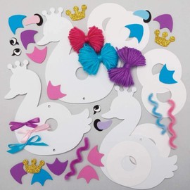 Baker Ross AX832 Swan Princess Pom Pom Decorations - Pack of 3, Creative Art and Craft Supplies for Kids to Make, Decorate and Display