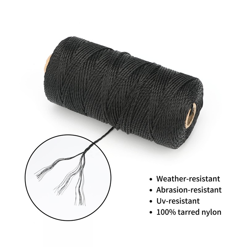 KINGLAKE 426 Feet Nylon Twine #36 Bank Line-Black Nylon String