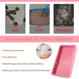 Disposable Rabbit Cage Liner, 100 PCS Plastic Bunny Cage Liner Bag, Cage Liner Leak Proof, Plastic Cage Liners, Universal Toilet Film for Bunny Hamster Totoro Hedgehog Guinea Pig Small Animals (70cm)