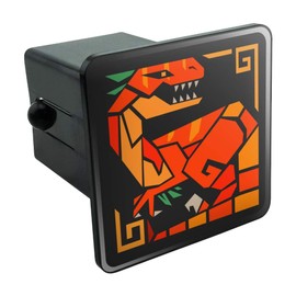 Geometric Velociraptor Raptor Dinosaur Aztec Mayan Style Tow Trailer Hitch Cover Plug Insert