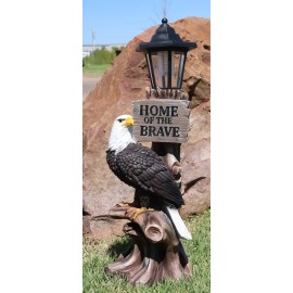 Ebros 'Home of The Brave' Patriotic Eagle Night Light Statue Solar LED Lantern