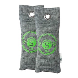 Bambus Aktivkohle Schuh-Geruchsentferner 2 x 75g | Schuhtrockner Anti Feuchtigkeit | Deo für Schuhe | Geruchsneutralisierer gegen Fußgeruch durch Schweißfüße | Schuhschrank Erfrischer | von Stimio