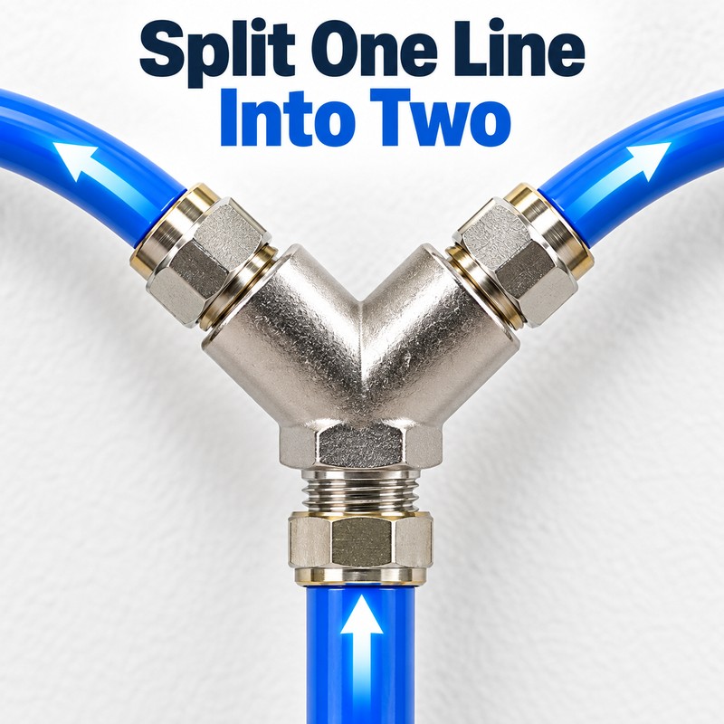 1/4in NPT Y-Shaped Pipe Splitter for Flow Distribution – Nickel-Plated
