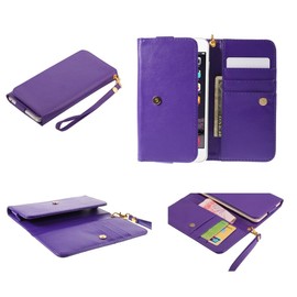 DFV mobile - Cover Premium Crazy Horse PU Leather Wallet Case with Card Slots for iBall Andi 4.5M Enigma - Purple