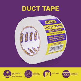 ATack Super Strong Duct Tape, White, 3 Inches x 30 Yards Waterproof Duct Tape for Outdoor, Indoor, School and Industrial Use | Heavy-Duty, Waterproof and Weatherproof