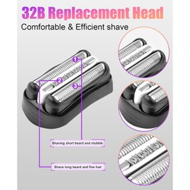 2 Pack Series 3 32B Razor Heads Compatible with Braun S3 3040s 3000s 3050cc 3010s 3070cc 3080s 3090s 310s 3020s 330s 370cc-4 380s-4