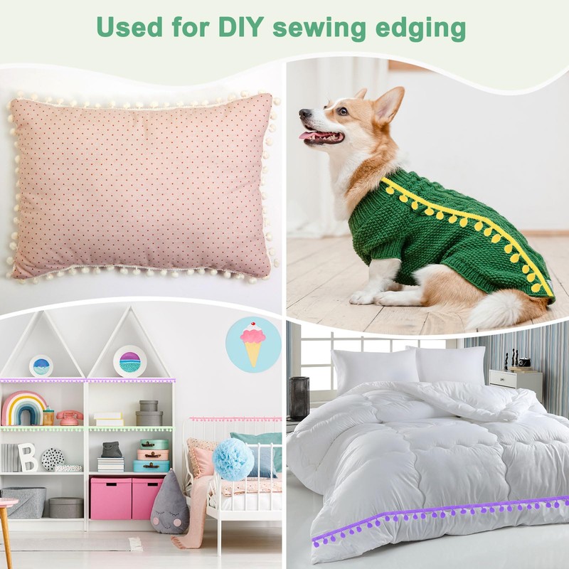 M METERXITY Pom Pom Ball Fringe Trim, 10 Yards 11mm