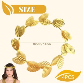 BlinBlin 4 Pieces of Golden leaves Crown, Roman Gold Leaf Wreath Headpiece, Gold Leaf Crown Diameter 18.5 cm, Leaf Headdress for Cosplay Role Playing Masquerade Accessories