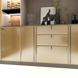 Stainless Steel Contact Paper 15.7"x 118" Dark Gold Stainless Steel Contact Paper Peel and Stick Countertop Removable Self Adhesive Thick Texture Vinyl Waterproof Wallpaper Fridge Kitchen Cabinets