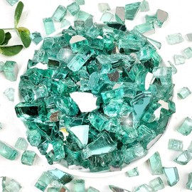 YISZM Fire Glass for Propane Fire Pit, 1/2 Inch High Reflective Fireplace Glass Rocks for Fire Pit Table, 20 lbs Fire Pit Glass Rocks for Outdoor Fire Table and Landscaping, Light Green