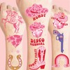 Pink Cowgirl Temporary Tattoo, Disco Cowgirl Temporary Tattoos Stickers Western