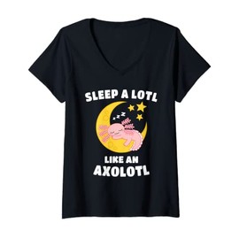 Womens Cute Pink Axolotl Pajamas Kawaii Aesthetic Axolotls Lover V-Neck T-Shirt