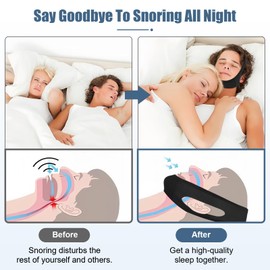 Chin Strap for Sleeping - Anti Snoring Devices - Effective Snoring Solution - Adjustable Breathable Anti Snore Chin Strap - Airflow Jaw Strap for Friendly Comfortable Sleeping (Black）