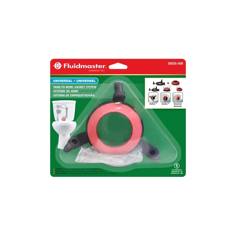 Fluidmaster 2602G-008 Universal 2-Inch Tank-to-Bowl Gasket System