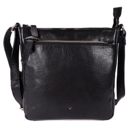 VILENCA HOLLAND 8.25 Inch Genuine Leather Crossbody Sling Bag for Women - Trendy Casual Office Bag with Adjustable Strap (Black)