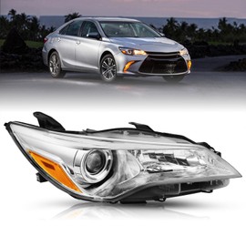 TUSDAR Fits For 2015 2016 2017 2015-2017 Toyota Camry Headlights Assembly Replacement Headlamp，Chrome Housing with Amber Reflector Right Passenger Side
