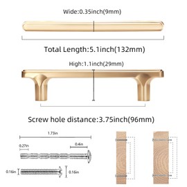 COTYKILEY 6 Pack 3.75 Inch(96mm) Champagne Copper Cabinet Handles Gold Kitchen Cabinet Pulls Cabinet Door Handles Kitchen Cabinet Hardware Cupboard Drawer Pulls Dresser Handles