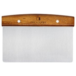 BREADLYST - Premium Dough Card Dough Scraper Made of Stainless Steel 18 cm Large with Wooden Handle - Baking, Accessories, Sourdough