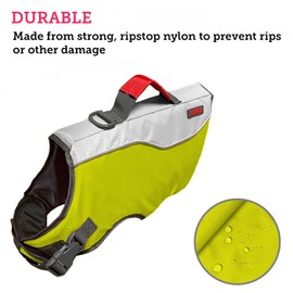 KONG Sport Water Float Dog Flotation Life Jacket Vest, Swimming Float Aid with Safety Handle, Adjustable Comfortable Durable Preserver High Buoyancy Coat (Green, Small)