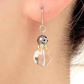 GOLD STONE Terahertz Earring, For Both Ears, Natural Crystal, Sparkling, Swaying, Power Stone, Health, Beauty, Terahertz