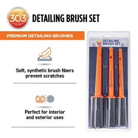 303 Products Premium Car Detailing Brush Set – 3 Pack Detailing Brushes Car Cleaning Kit for Car Interior & Exterior, Car Brush Detailing Kit