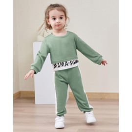 ZOEREA Girls Tracksuit Set, 2 Piece Outfit Newborn Toddler Girls Clothes, MAMA 'S GIRL Letter Print Long Sleeve Fashion Sweatshirt Elastic Waist Sweatpants Clothes Set 1-6T