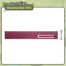 QUARKZMAN Straight Ruler 15 cm Metric Metal Aluminium Alloy Measuring Bookmark Clip Ruler Scale Tool for Measuring Studying Reading Classroom Office Dark Red