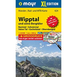 Mayr Hiking Map Wipptal and its Mountain Valleys 1:30,000: Hiking, Cycling and Mountain Bike Map, Extra Large Print, Tear and Weatherproof