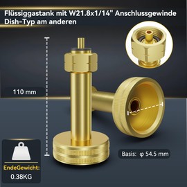 DACKZZM LPG Gas Bottle Adapter, 21.8 mm Brass LPG Adapter for Filling Empty, Dish LPG Gas Adapter in France, Ltalia, East Germany, Sweden, Balkans, Eastern Europe