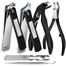 Nail Clippers Kit for Seniors – 6 in 1 Heavy Duty Ingrown Toenail Fingernail Cutters Set for Thick Nails, Large Wide Toe Finger Nail Clipper for Men Women Adult